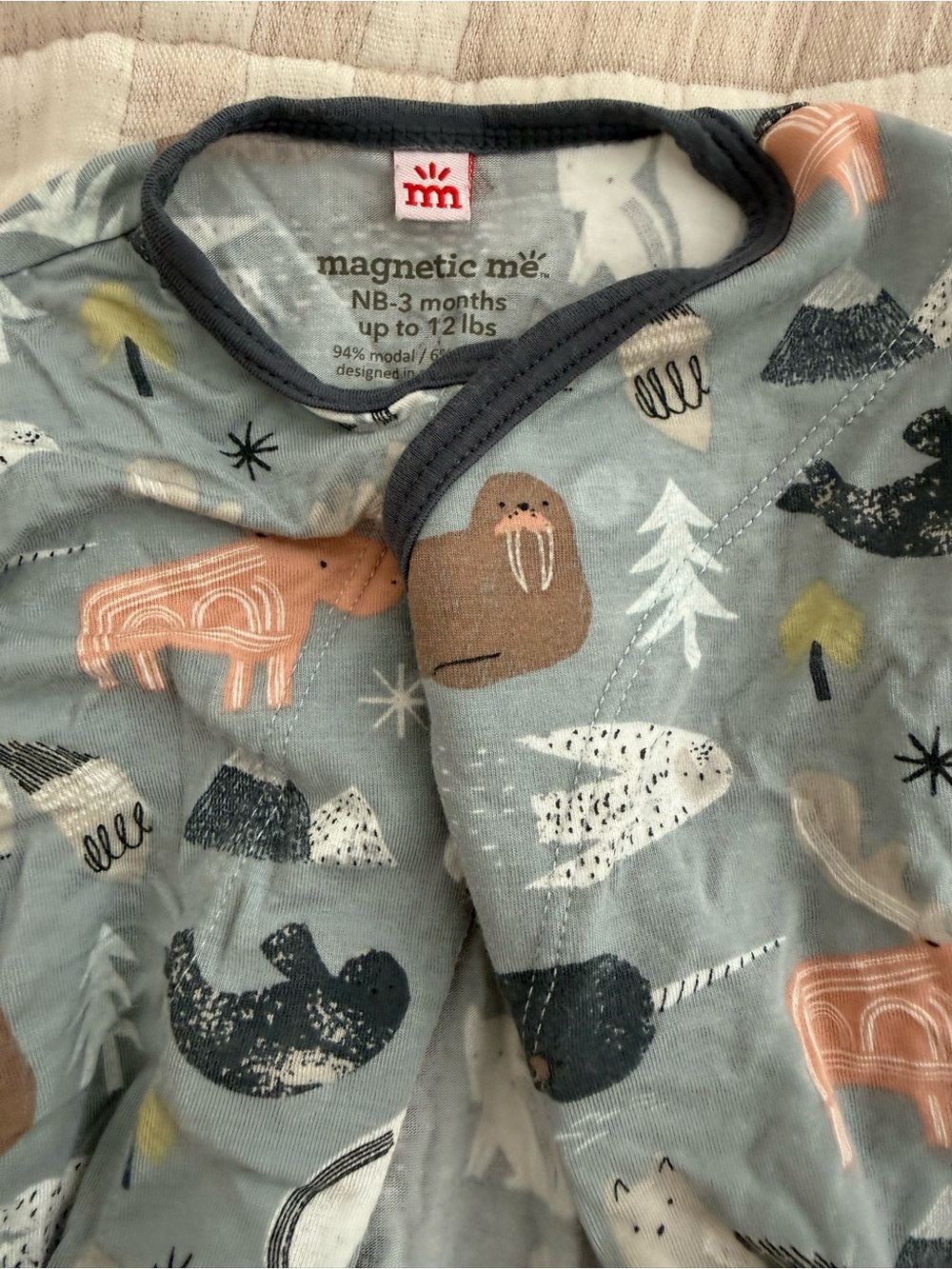 Magnetic Me Baby Sleep Gown in Baffin Bay Arctic Print NB-3 month - Picture 3 of 4